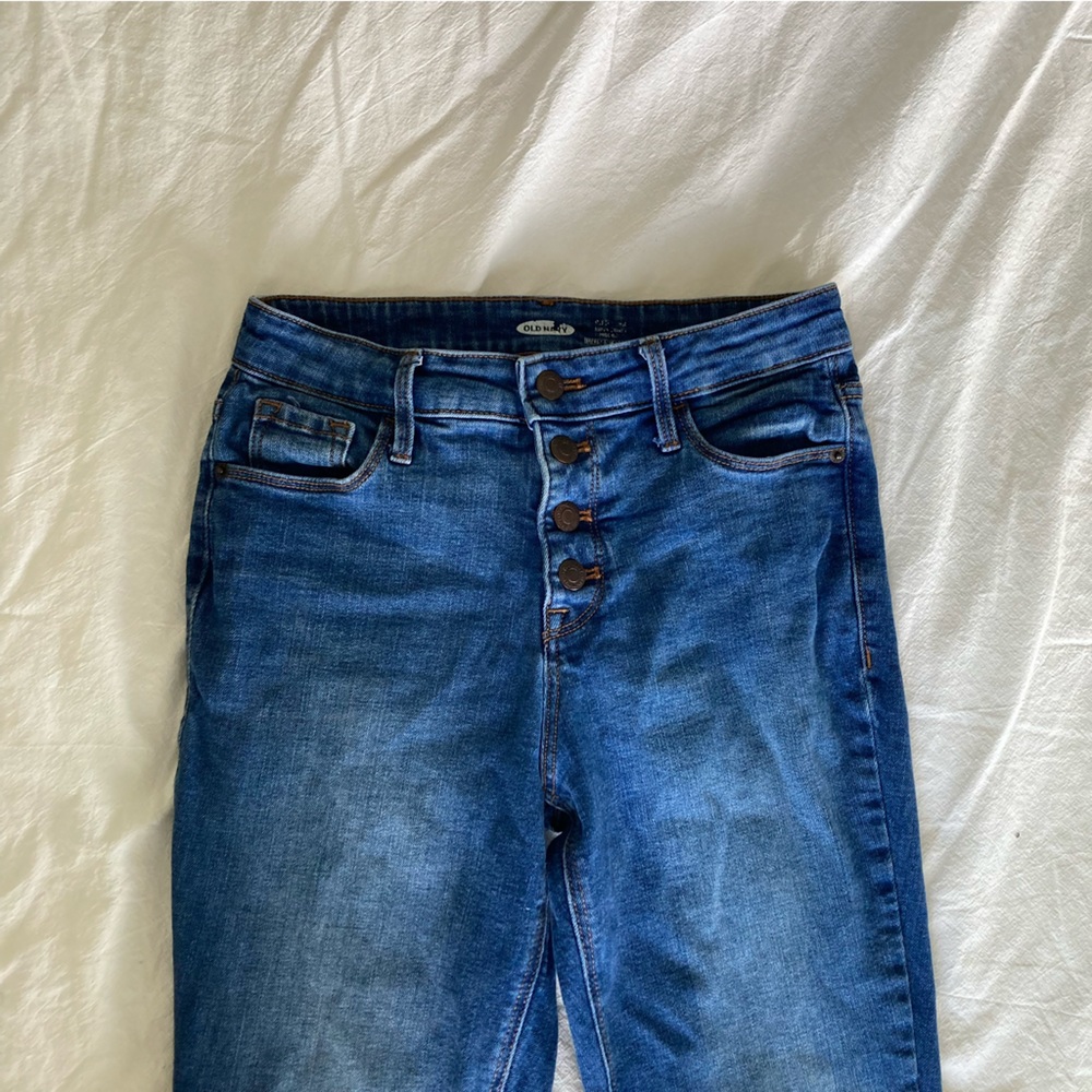 Old Navy High Rise Button Fly Dark Wash Skinny Jeans (Size 2)